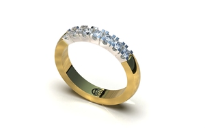 Gouden Alliance ring model AR1, 7 x 0.07ct diamant