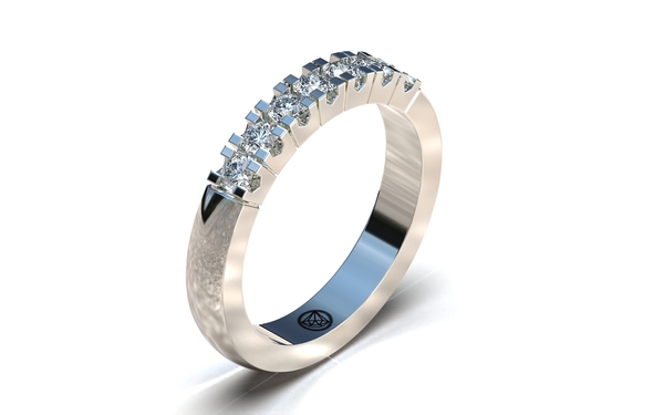 Gouden Alliance, Memoire ring model AR1, 7 x 0.07ct diamant