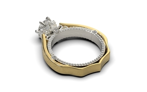 Geel met wit goud dames ring met diamant. model SR39 middensteen 1.00ct