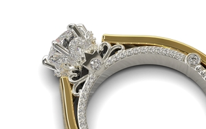 Geel met wit goud dames ring met diamant. model SR39 middensteen 1.00ct