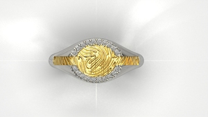 Gouden ring met vingerafdruk en diamant, model FR27
