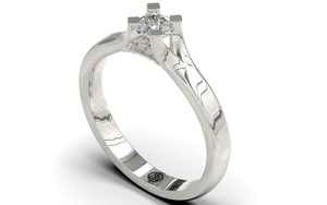 Gouden ring met diamant, model SR5 Wit