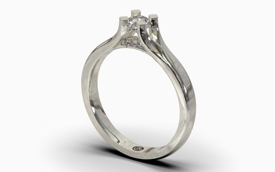 Gouden ring met diamant, model SR5 Wit