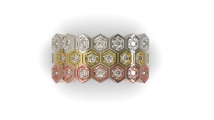 Set van drie ringen model AR2, divers kleuren goud met diamant.
