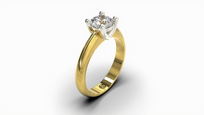 gouden ring met 1ct diamant briljant geslepen, model SR3 1ct