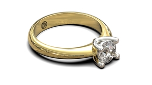 gouden ring met 1ct diamant briljant geslepen, model SR3 1ct