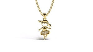 Gouden hanger meisje met diamant, model H5