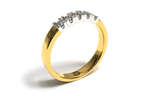 Gouden Alliance, Memoire ring met briljant geslepen diamant.