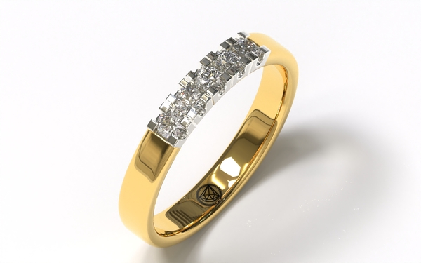 Gouden Alliance, Memoire ring met briljant geslepen diamant.