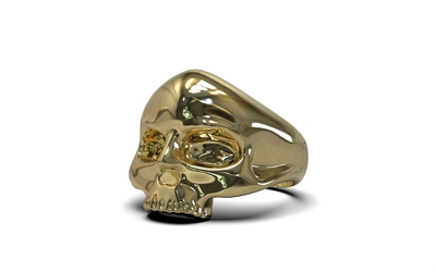 Skull ring, doodskop ring, Doodshoofd ring massief, model HR15