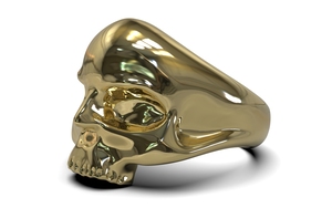 Skull ring, doodskop ring, Doodshoofd ring massief, model HR15