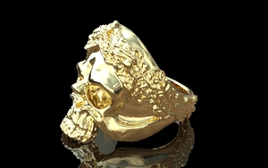 Skull ring, doodskop ring, doodshoofd ring, goud model HR16
