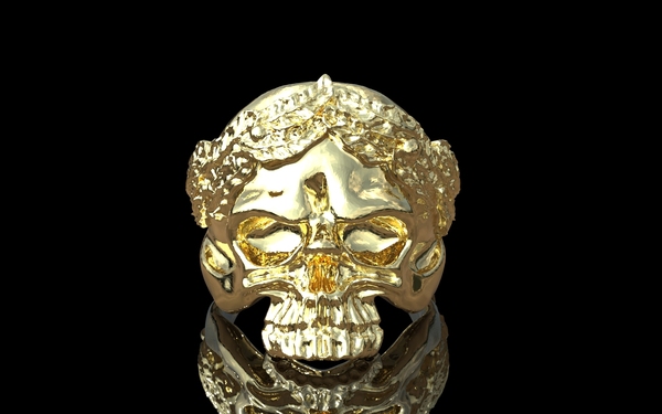 Skull ring, doodskop ring, doodshoofd ring, goud model HR16