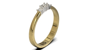 Gouden ring met drie briljant geslepen diamanten, Model ASR4