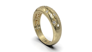 Gouden bolle ring met diamant in sterzetting, Model FR30