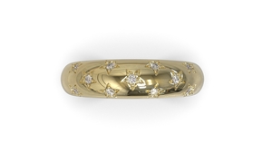 Gouden bolle ring met diamant in sterzetting, Model FR30
