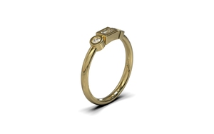 gouden ring met Baquette geslepen diamant.